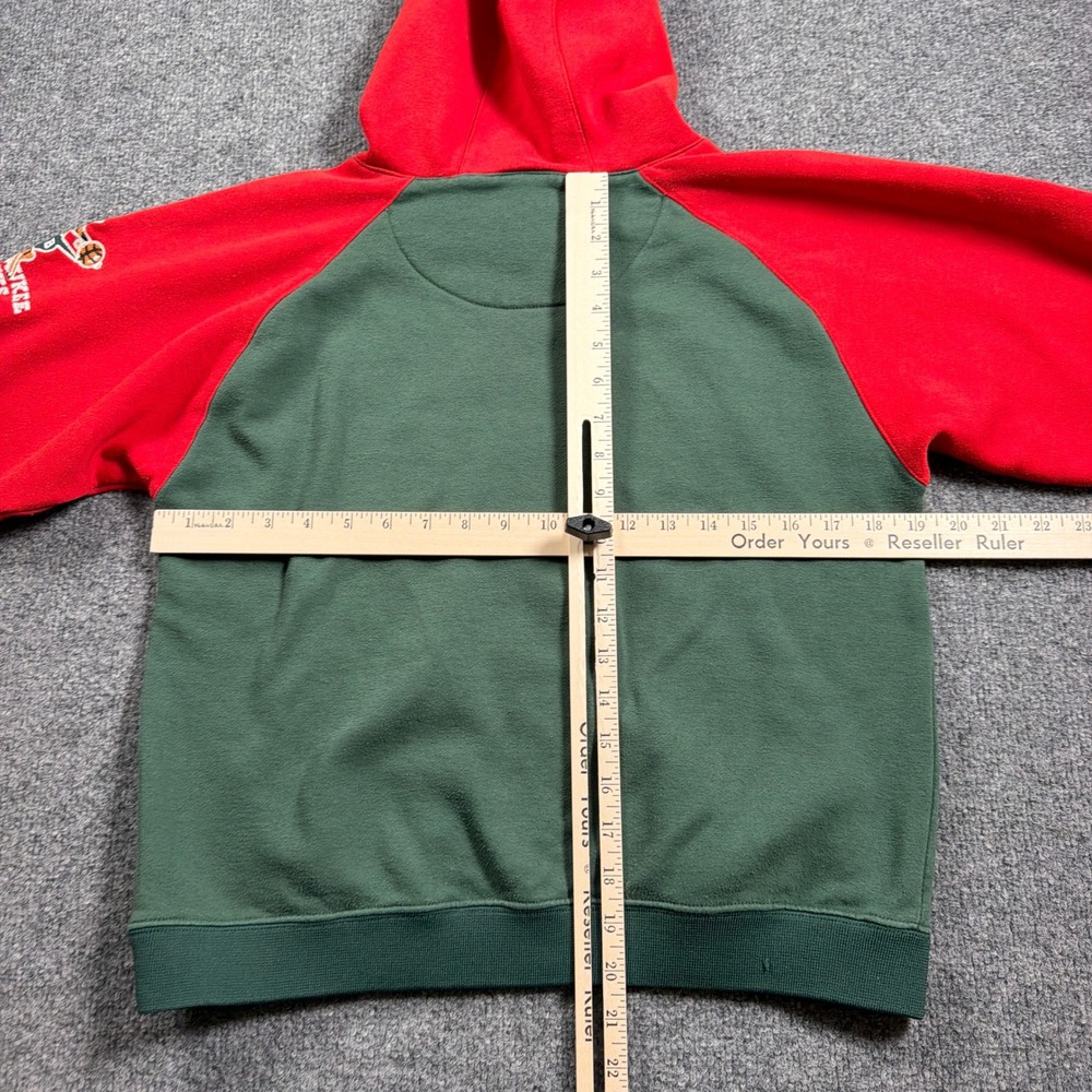 Vintage Reebok Milwaukee Bucks Hoodie Kids Size L 14-16 Green Red NBA Retro - Picture 11 of 15